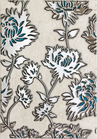 Dekor ścienny Gris flower turkus 25x36